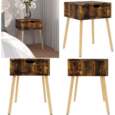 Nachttisch Räuchereiche 40x40x56 cm Holzwerkstoff - Nachttisch - Wohnzimmermöbel - Holzwerkstoff - Sideboard - Beistelltisch - Home & Living