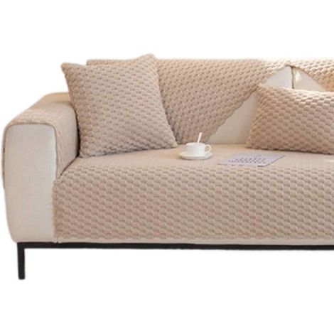 Housse de canapé antidérapante en nid d'abeille, protection en velours doux (1/5)