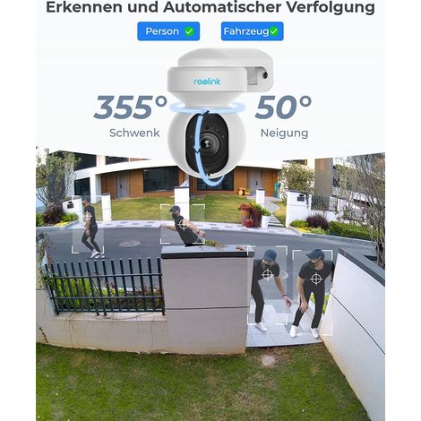 Reolink 5MP HD PTZ WiFi Überwachungskamera für Haussicherheit, Auto Tracking, Dual Band 2.4/5GHz WiFi, 3X optischer Zoom, Smart Motion Detection, Farb-Nachtsicht, Wasserdicht, E1 Outdoor (1/4)