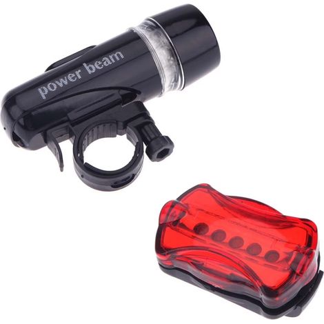 5-LED-Fahrradlampen-Set: Vorderlicht + Rücklicht - 5-LED-Fahrradlampen-Set: Vorderlicht + Rücklicht (1/5)