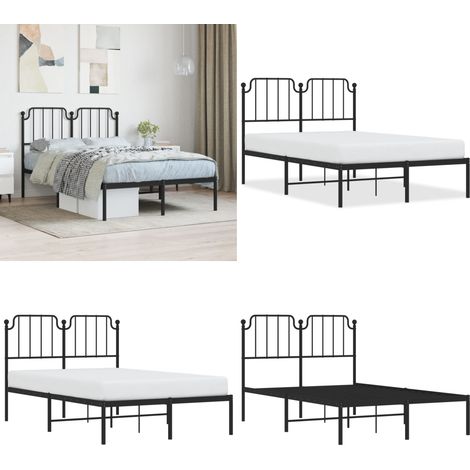 Cadre de lit métal sans matelas avec tête de lit noir 120x200cm - Cadre De Lit - Lit Double - Lit Metal - Lit Avec Têtedé Lit - Literie - Home & Living (1/5)
