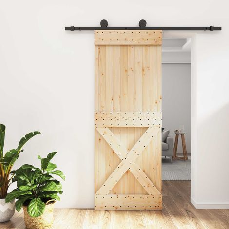 vidaXL Porta scorrevole Naturale e Nero 80 x 210 cm