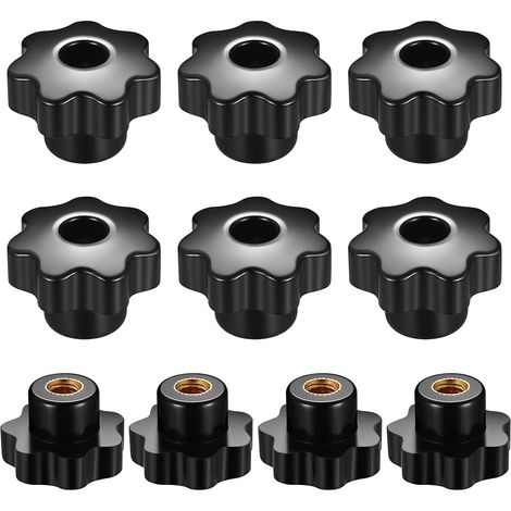 10 - Bouton De Serrage - Écrou À Tête Étoilée - Filetage Intérieur M10 - Poignée Ergonomique Pour Machine-Outil - Noir - 40x10mm