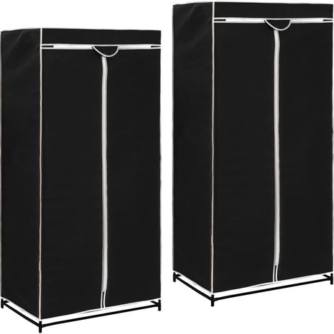 Lot de 2 Armoires de rangement Garde-robes Armoire de chambre Noir 75x50x160 cm 62752 (1/5)