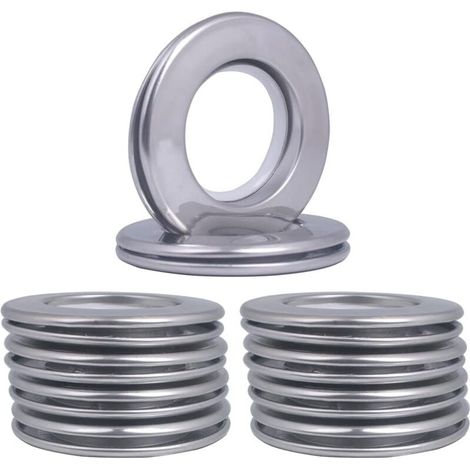 10 pièces oeilet de Rideau, Anneaux de Rideau en métal de diamètre intérieur avec œillets 42mm Rideaux à œillets Romains pour fenêtre de Salle de Bain (10 Pcs-Argent) (1/4)