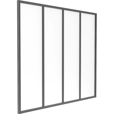 Vente-Unique – Verrière atelier en aluminium thermolaqué noir 120 x 105 cm – Verre trempé dépoli – Installation intérieure facile – Poteaux d'angle disponibles