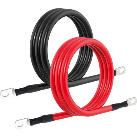 Cable Batterie 4 AWG - Cuivre Pur - Cosses M10 Nickelées - Pour Onduleur et Système Électrique 12 V/24 V - Lot de 2 (1/5)