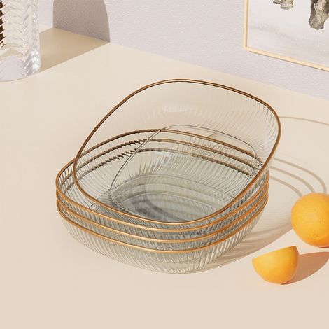 4-teiliges quadratisches Snackteller-Set, transparente Mehrzweck-Vorspeisen- und Obstschale für Küche und Esszimmer (Weiß) (1/4)