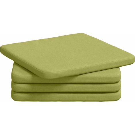 Seat Cushions 4 pcs Light Green 40 x 40 x 3 cm Fabric vidaXL
