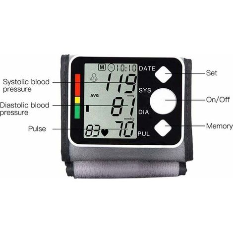 Wrist Blood Pressure Monitor for Home Use - Automatically Measure Your Blood Pressure with Pulse Detection by Heart Rate - 2 x 99 Memory Slots (1/4)