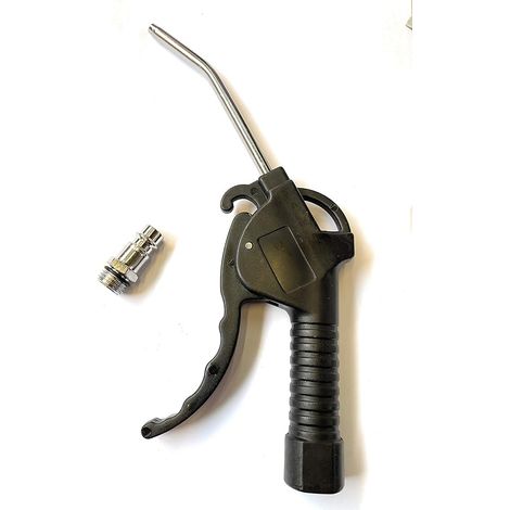 Druckluftpistole mit 3,8-mm-Düse, Blaspistole mit 10 cm gebogenem Lauf, Kompressorzubehör, isolierendes Kunststoffgehäuse, max. 8 Balken, schwarz