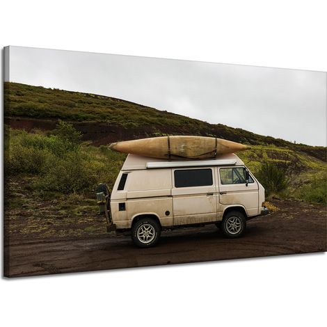 Lienzo impreso "Viaje en autocaravana vintage" 120x70 cm