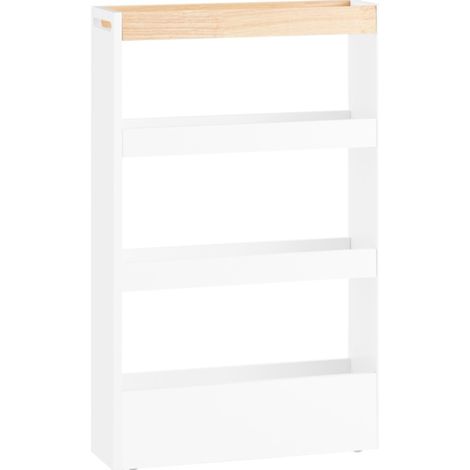 SoBuy 4 Tiers Serving Trolley Slide Out Storage Rack Shelf on Wheels,NSR12-W