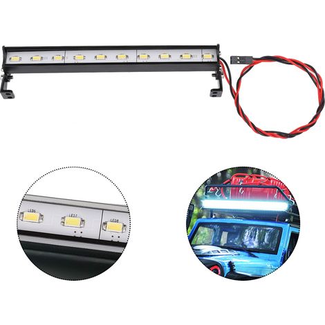 Accessoire pour véhicule télécommandé : éclairage de toit universel haute luminosité à 10 LED de 135 mm pour voiture miniature à l'échelle 1/10. (1/5)