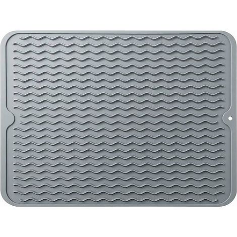 Tapis de séchage à vaiss - Égouttoir à vaiss en silicone à séchage rapide - Tapis de table pour accessoires de table de comptoir de cuisine - Tapis de vidange de vaiss résistant à la chaleur et antid (1/5)
