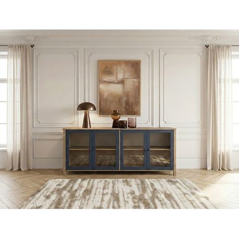 BOBOCHIC - Buffet 4 portes 186 cm LEXIE effet bois et verre trempé (1/5)