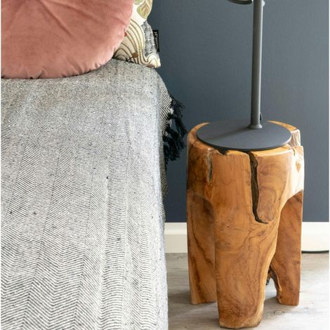 Tabouret chevet en bois de teck - 3 pieds ARIZONA (1/5)