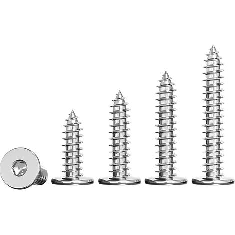 20 Pièces Vis Autotaraudeuses Hexagonales en Acier Inoxydable, Vis à Tête Plate Fine pour Bricolage ou Menuiserie, M6x16mm