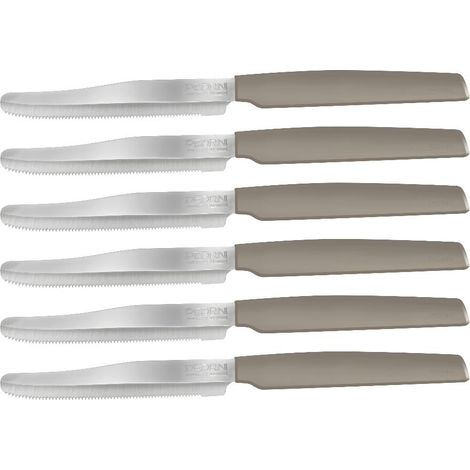 Set 6 Coltelli da Tavola Active Lama Seghettata Colore Tortora Pedrini (1/2)