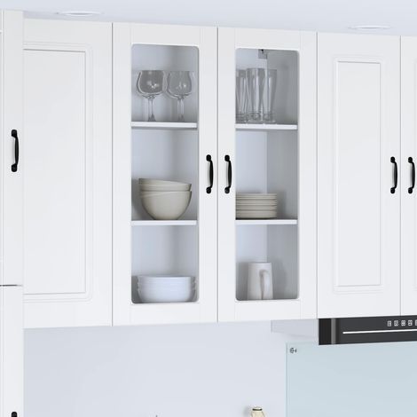 vidaXL Cabinet en verre mural LUCCA Blanc 80 x 31 x 100 cm (1/5)