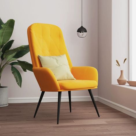 Sillón de relax de terciopelo amarillo mostaza vidaXL (1/5)