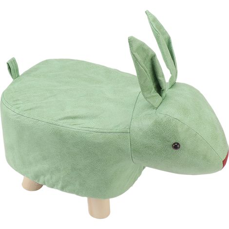 Tabouret en forme d'animal de dessin animé, repose-pieds mignon en bois pour chambre d'enfant, salon ou cour, vert (1/5)