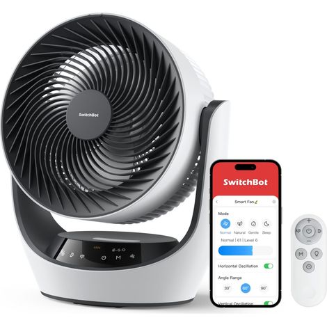 SwitchBot Ventilatore di Circolazione della Batteria USB, silenzioso con 24 dB, 4 modalità, timer 9h, compatibile con Alexa/Google/Siri (Hub richiesto), a batteria e a circolazione d’aria, efficiente (1/5)