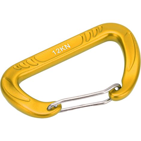 Mousqueton d'escalade Quick Buckle en forme de D, taille paume, 12 kN, accessoire d'équipement d'escalade, couleur or (1/5)