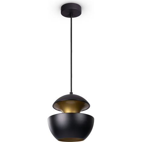 Paco Home Lámpara De Suspensión Comedor Colgante Cocina Mesa Comedor Industrial Moderna Lámpara colgante - Negro, Latón (Ø20cm)