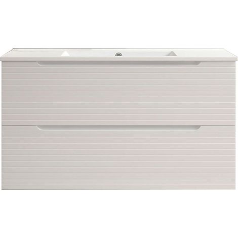 Kibath Mueble de baño con Lavabo BOREAL 60x45 cm acabado BLANCO mate 2 cajones suspendido (1/5)