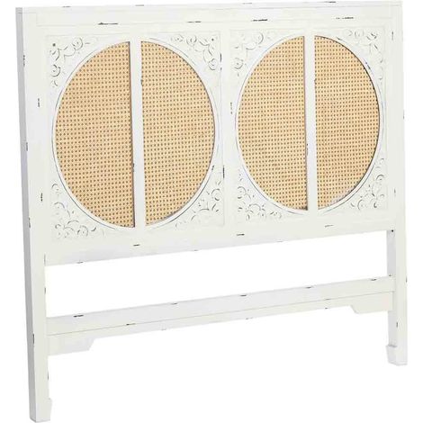Cabezal de cama de Madera con rejilla blanco 150x5x130h cm (1/5)