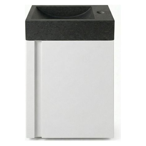 Saniclass Chaci Ensemble de lave-mains - 40x65cm - 1 porte - 1 trou de robinet - droit - lave-mains pierre naturelle foncé - blanc mat