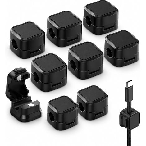 PCS Euqvunn Cable Holder, Magnetic Cable Organizer, Cable Management for Office and Car, Self-Adhesive Cable Clip, Black (1/5)
