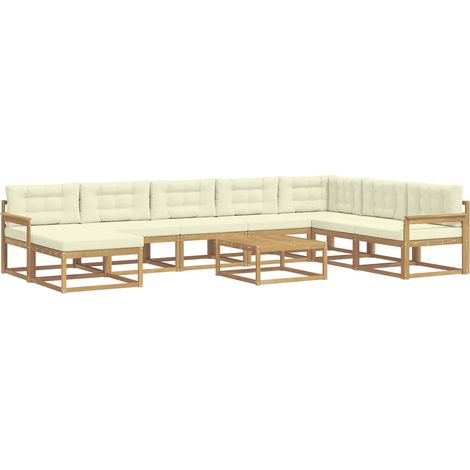 Outdoor-Sofagarnitur 9 Stk. Weiß und Creme vidaXL (1/5)