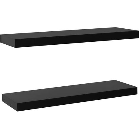 Étagères murales flottantes 2 pcs Noir 80x20x3,8 (1/5)