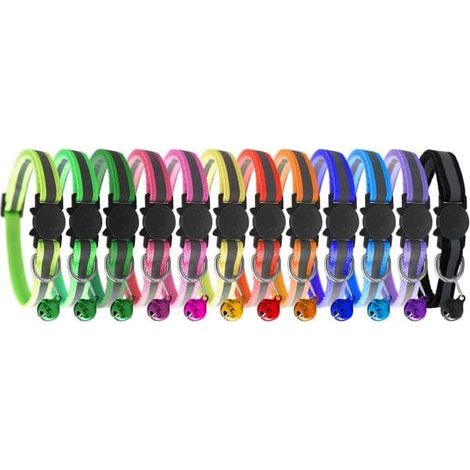 Collier réfléchissant pour chat avec clochette, lot de 12, Breakaway Cat Co (1/5)