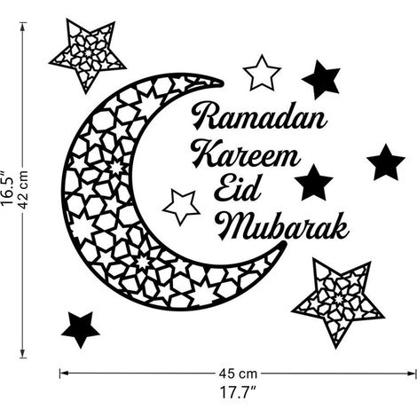 Autocollant Mural Miroir Acrylique Croissant de Lune Ramadan 3D Adhésif pour Portes Fenêtres Placards (1/4)