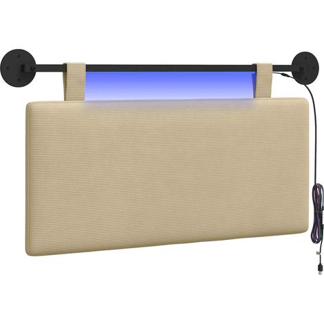 Testiera Testata del letto sospesa Grigio Verde Chiaro Tessuto in Cords (1/5)