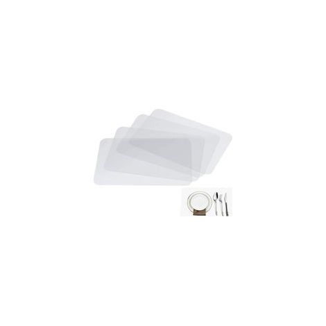 Lot de 4 sets de table transparents en plastique transparent pour table de salle à manger, pour garder la table ou le bureau plus propre, lavables, résistants à la chaleur, antidérapants (1/5)