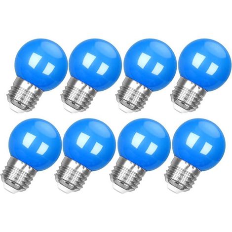 Ampoule LED sphérique G45 E27 couleur bleu 3 W AC220‑240 V non dimmable éclairage décoratif Halloween Noël et fêtes lot de 8