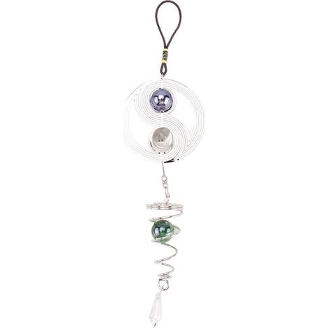 Carillon éolien Yin Yang pour jardin extérieur, orné d'une boule de cristal et d'un pendentif en métal Tai. Décoration d'intérieur et d'extérieur. Spirale suspendue. (1/5)