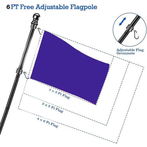 Mât de Drapeau Noir de 5 Pieds, Résistant Aux Intempéries et à la Rouille, Adapté Aux Drapeaux Extérieurs des Fans de Sport de 3 X (1/5)