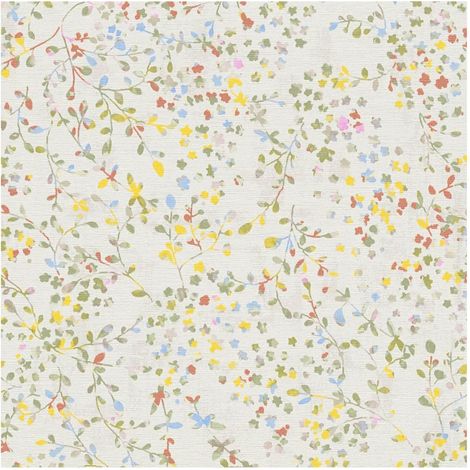Flowers wallcovering wall Profhome 397471 hot embossed non-woven wallpaper slightly textured with floral ornaments matt cream green yellow blue 5.33 m2 (1/5)