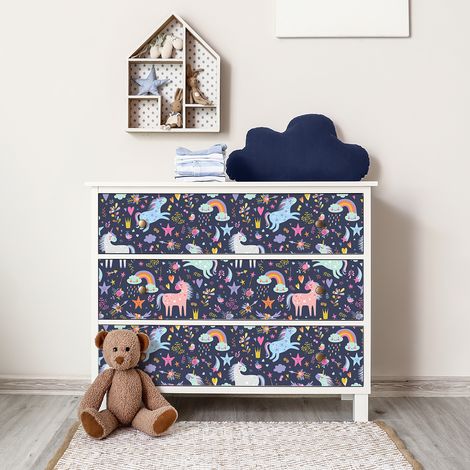 Sticker meuble pour enfant le monde des licornes 40 x 60 cm (1/5)