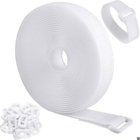 (5 m x 2 cm, weiß) 5 m langer, verstellbarer Kabelbinder mit 25 Schlaufen, wiederverwendbarer Kabelbinder mit Klettverschluss für (1/5)