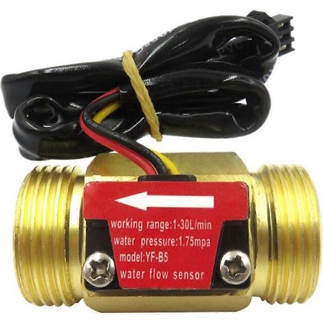 Capteur de débit d'eau B5 DN20 G3/4 pouce, DC5-18V, débitmètre 1-30 L/min pour la circulation de liquides dans le contrôle industriel. (1/4)
