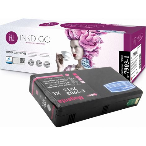 Tinta Inkdigo T7903 compatible con Epson WorkForce Pro WF-5110DW WF-5690DWF. Certificación TÜV. (1/4)