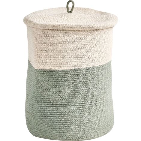 Aufbewahrungskorb SILOPI Baumwolle Hellbeige / Grün