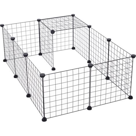 Pawhut – Parc enclos pour petits animaux – Structure en fil métallique noir – Dimensions 106x73x36cm – Montage multi-configurations