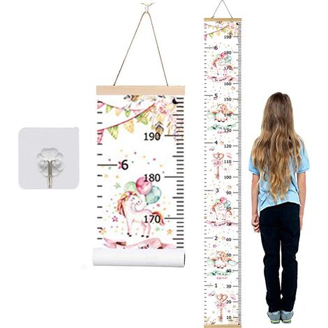 Toise pour enfants, toise pour enfants/garçons/filles/bébés, en toile et en bois, amovible, décoration murale pour chambre. (1/5)